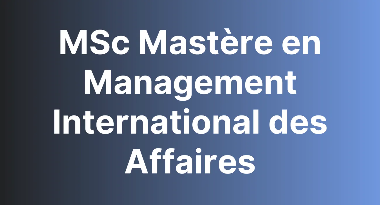 Mastere en Management International des Affaires GGE